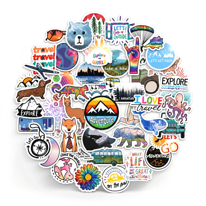 Bottle and cup stickers Explore - 50 pack