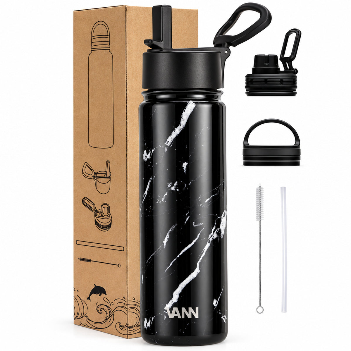 VANN Ultimate Bottle 650 ml - Black Marble
