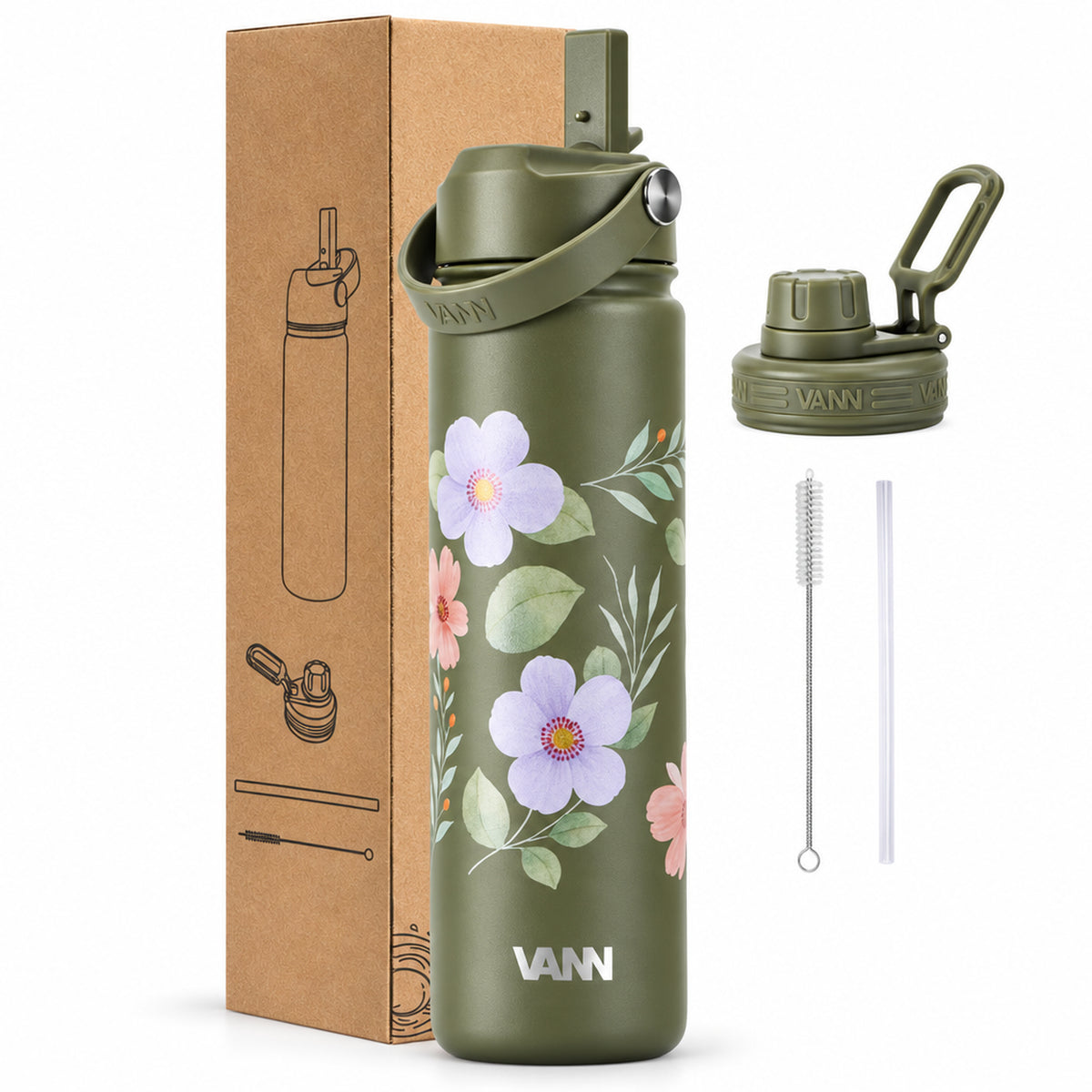 VANN Flower Bottle - Green Flowers
