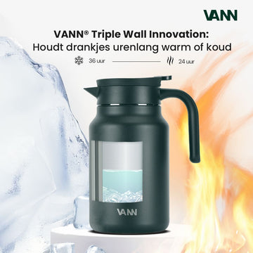 Tafelwaterkan 2 l, vacuüm-isolatie, thermoskan voor warme