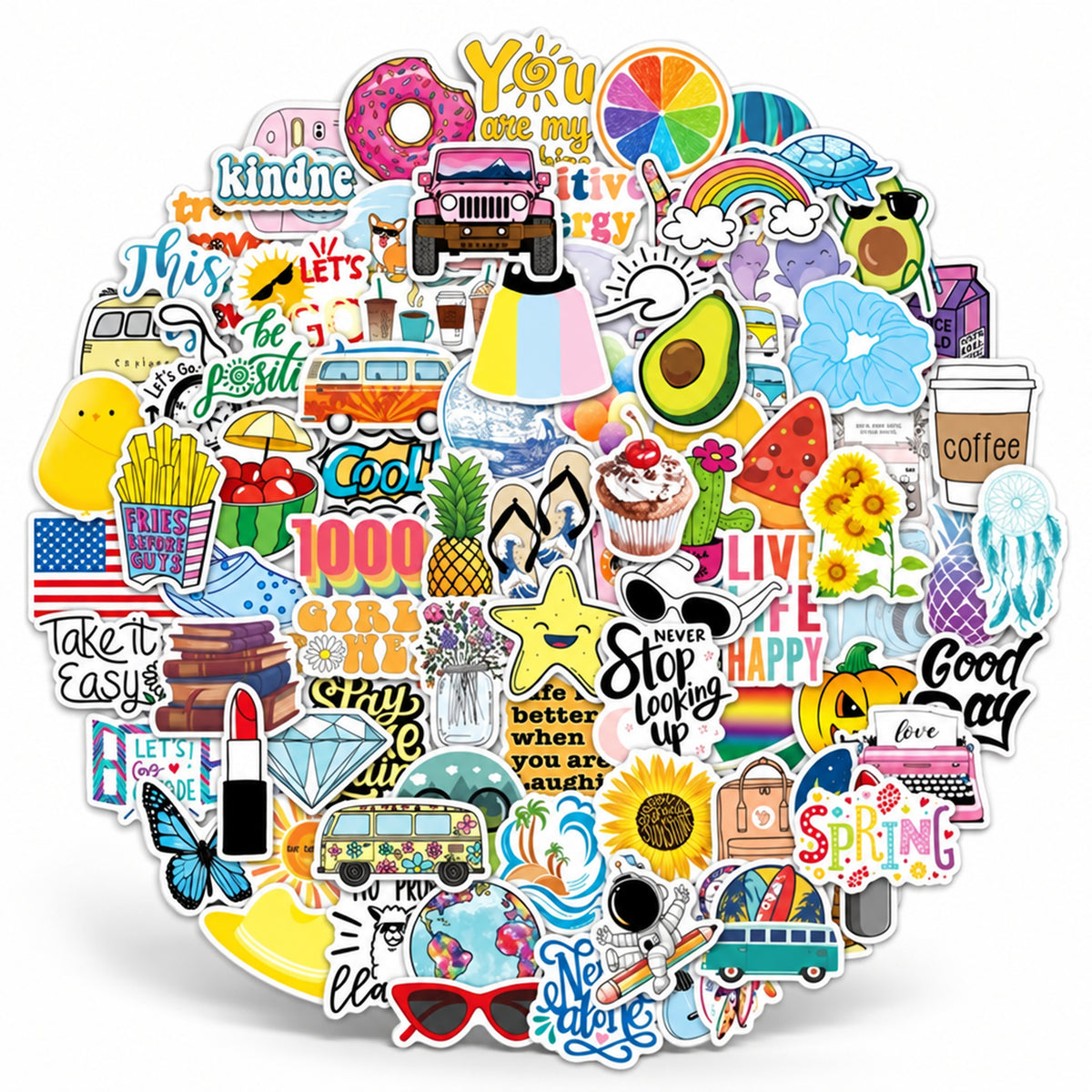 VANN Fles- en bekerstickers - Positive vibes 100 pack