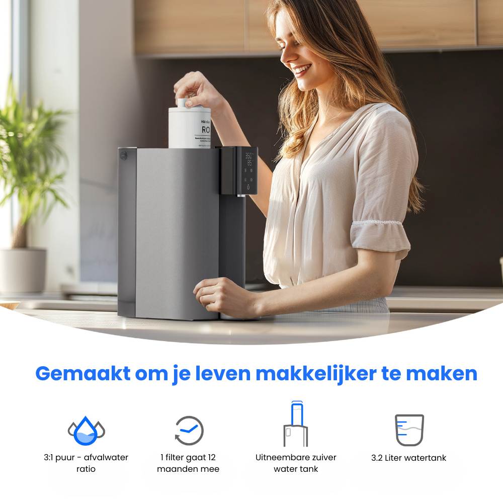 Heet water dispenser en waterfilter in 1