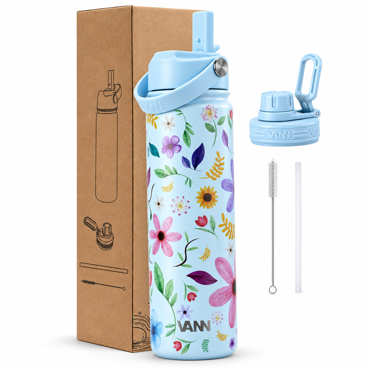 VANN Flower Bottle - Blue Flowers