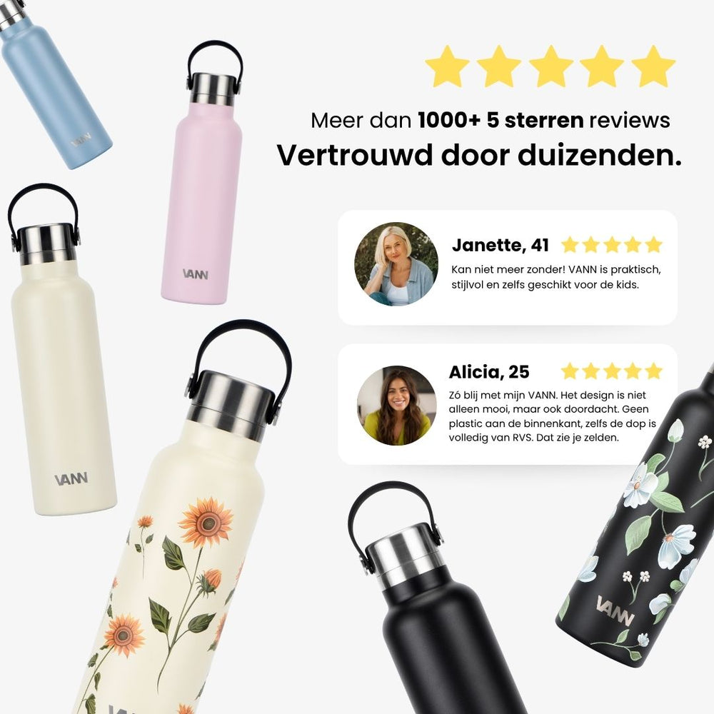 VANN RVS Waterfles – 100% Plasticvrij & Isolerend - Essential Bottle
