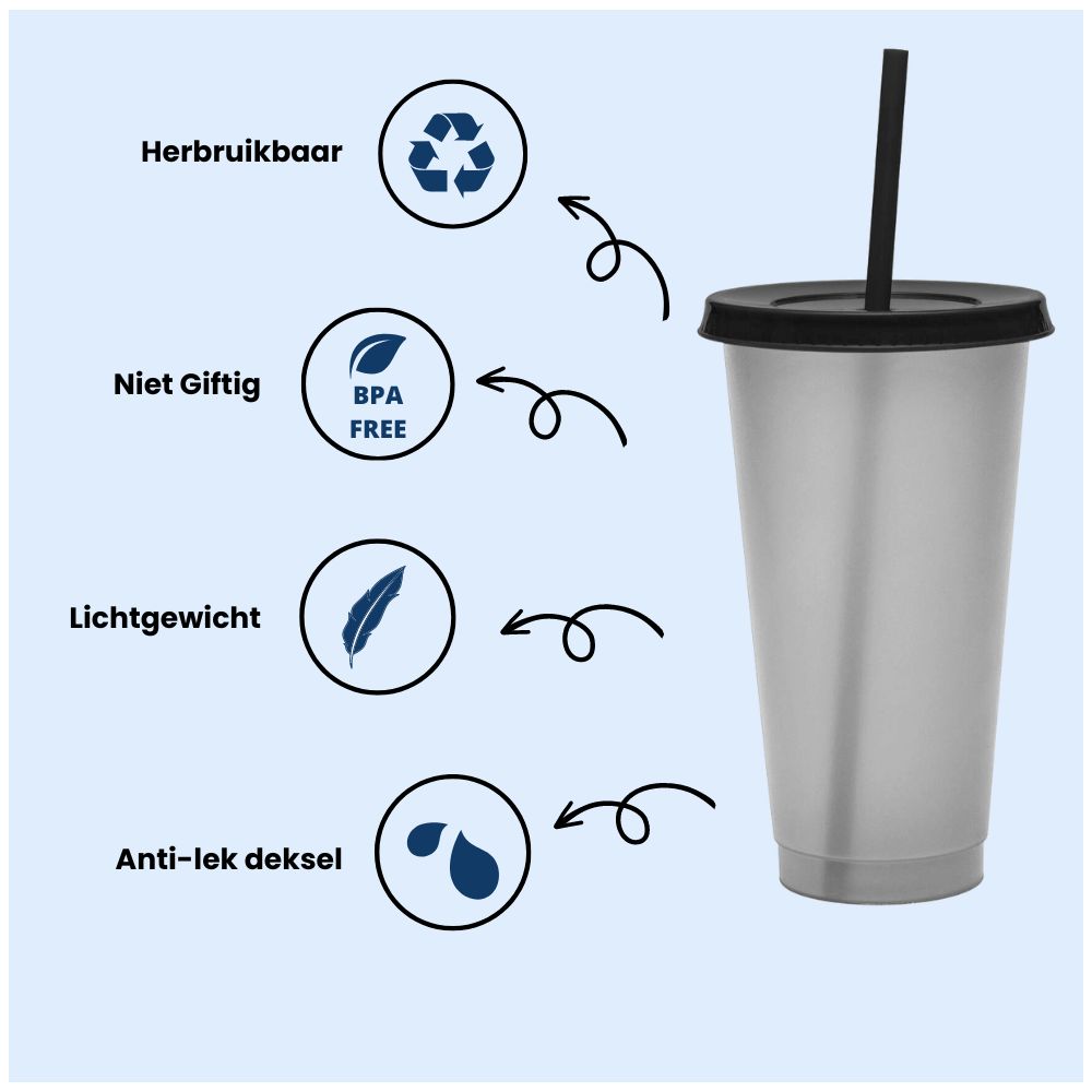 Reusable cups with straw and lid 700 ML