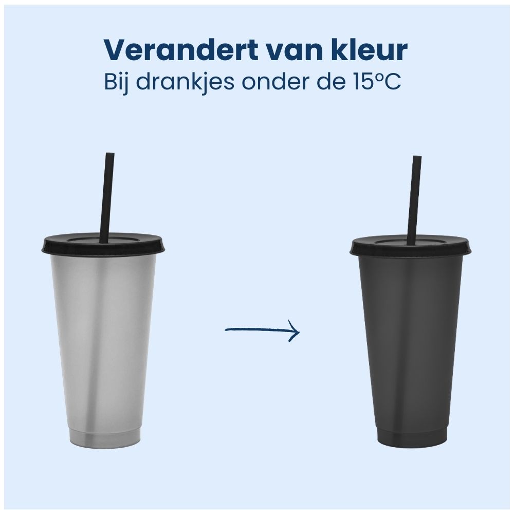 Herbruikbare bekers met rietje en deksel 700 ML