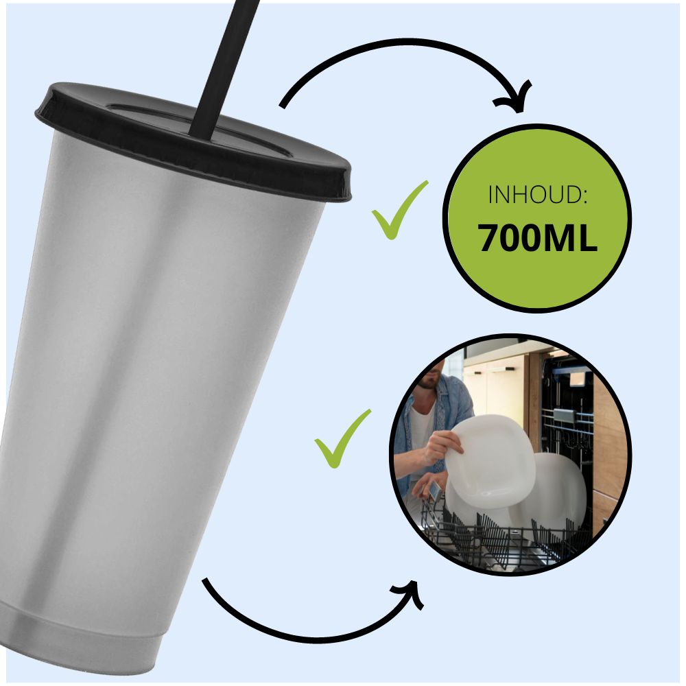 Reusable cups with straw and lid 700 ML